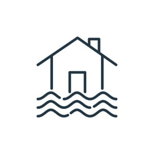 flooded house vector icon isolated on white background. Outline, thin line flooded house icon for website design and mobile, app development. Thin line flooded house outline icon vector illustration